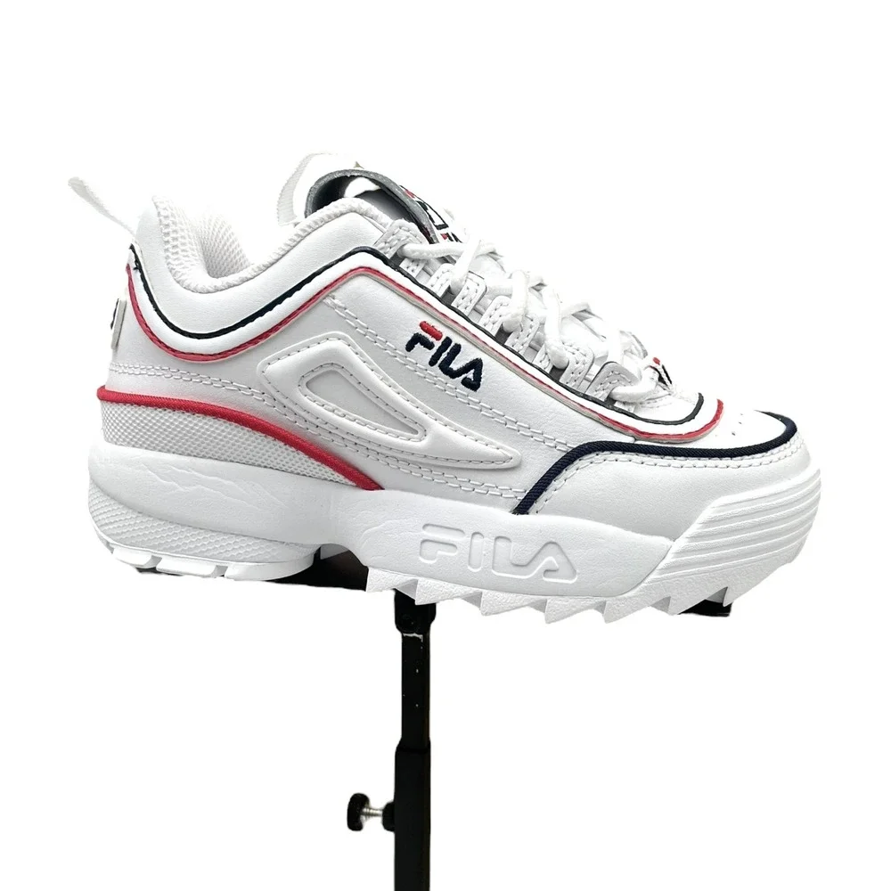 Fila Disruptor II Unisex Kids Little Boys Girls Leather Sneakers Size 12‎ White